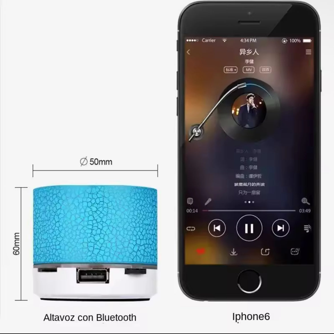 Mini Bluetooth Speaker Wireless Loudspeaker Crack LED SD Card USB
