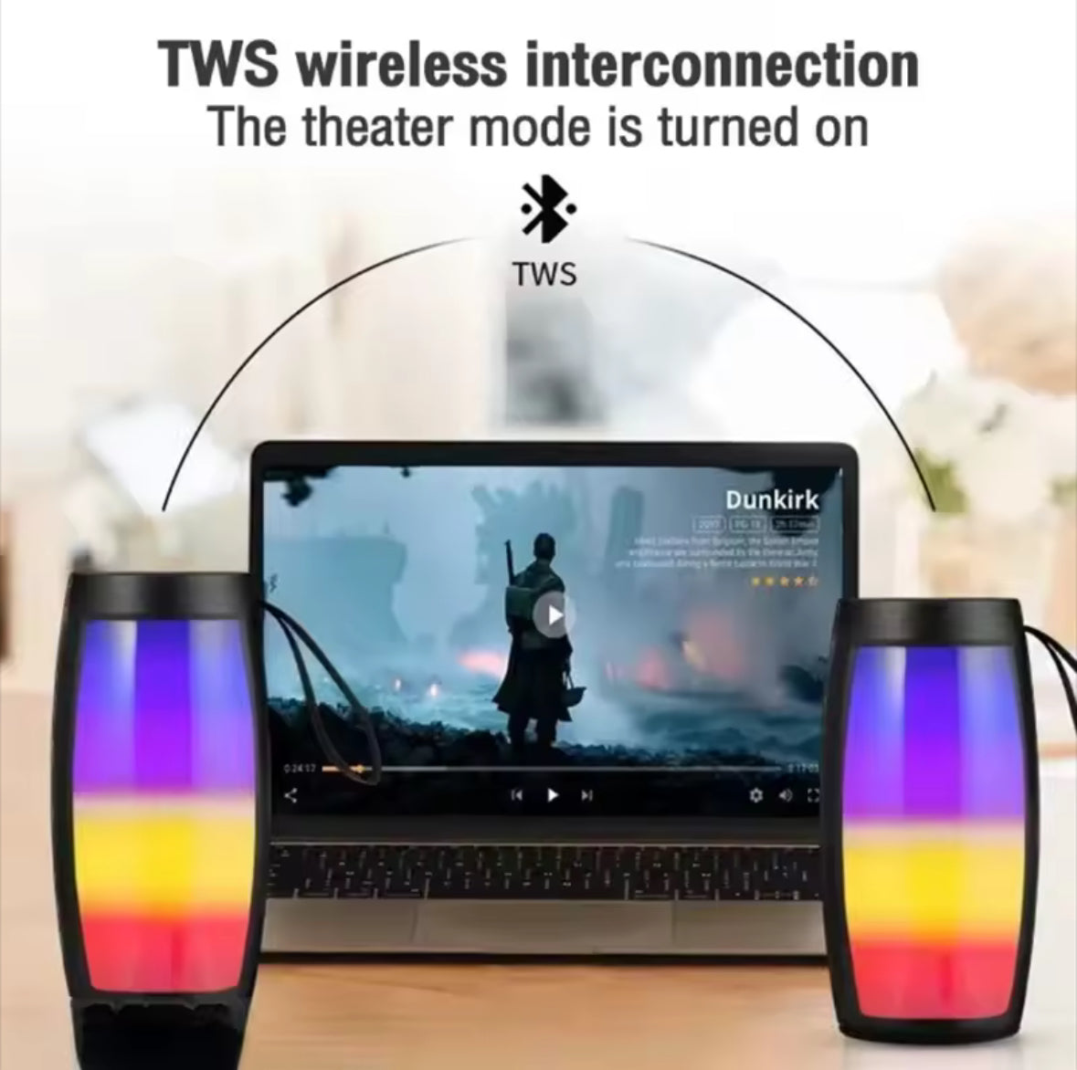 S1202 Wireless Bluetooth Speakers Powerful Portable Sound Box Subwoofer Car Audio Bass MP3 Player Sound System LED Lights