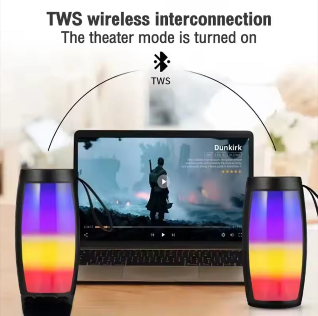 S1202 Wireless Bluetooth Speakers Powerful Portable Sound Box Subwoofer Car Audio Bass MP3 Player Sound System LED Lights